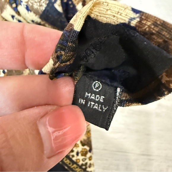 Lorenzo 1964 Silk Brown and Blue Patterned Tie - Made in Italy - Picture 10 of 11